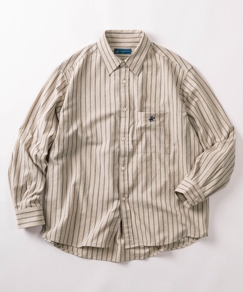 BEVERLY HILLS POLO CLUB（ビバリーヒルズポロクラブ）の「【71】【BEVERLY HILLS POLO CLUB/ビバリーヒルズポロクラブ】オーバーサイズ ワンポイント刺繍 ハイツイストコットン レギュラーカラーシャツ/無地/チェック/ストライプ/ポケット付（シャツ/ブラウス・レディース・ブラック/ベージュ系その他/ホワイト/ブルー系その他/ベージュ/ブルー/ブラック系その他・XL/L/M）」の5枚目の写真
