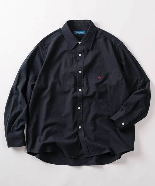 BEVERLY HILLS POLO CLUB（ビバリーヒルズポロクラブ）の「【71】【BEVERLY HILLS POLO CLUB/ビバリーヒルズポロクラブ】オーバーサイズ ワンポイント刺繍 ハイツイストコットン レギュラーカラーシャツ/無地/チェック/ストライプ/ポケット付（シャツ/ブラウス・レディース・ブラック/ベージュ系その他/ホワイト/ブルー系その他/ベージュ/ブルー/ブラック系その他・XL/L/M）」の3枚目の写真