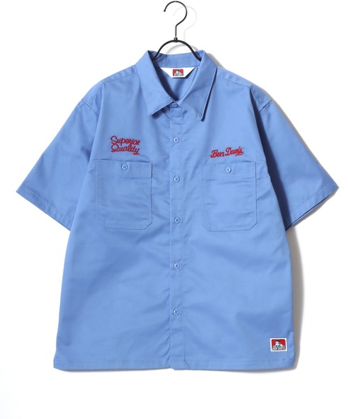 BEN DAVIS（ベンデイビス）の「BEN DAVIS/ベンデイビス RACER SS WORK SHIRT/オーバーサイズ TCツイル ワーク バックプリント刺繍 レギュラーカラー 半袖シャツ/レディース メンズ（シャツ/ブラウス・メンズ・サックスブルー/ダークグリーン/ブラック・XL/L/M）」の14枚目の写真