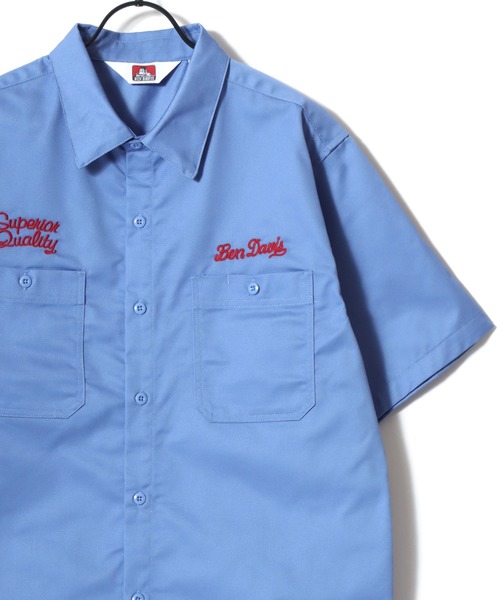 BEN DAVIS（ベンデイビス）の「BEN DAVIS/ベンデイビス RACER SS WORK SHIRT/オーバーサイズ TCツイル ワーク バックプリント刺繍 レギュラーカラー 半袖シャツ/レディース メンズ（シャツ/ブラウス・メンズ・サックスブルー/ダークグリーン/ブラック・XL/L/M）」の8枚目の写真