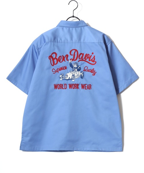 BEN DAVIS（ベンデイビス）の「BEN DAVIS/ベンデイビス RACER SS WORK SHIRT/オーバーサイズ TCツイル ワーク バックプリント刺繍 レギュラーカラー 半袖シャツ/レディース メンズ（シャツ/ブラウス・メンズ・サックスブルー/ダークグリーン/ブラック・XL/L/M）」の15枚目の写真
