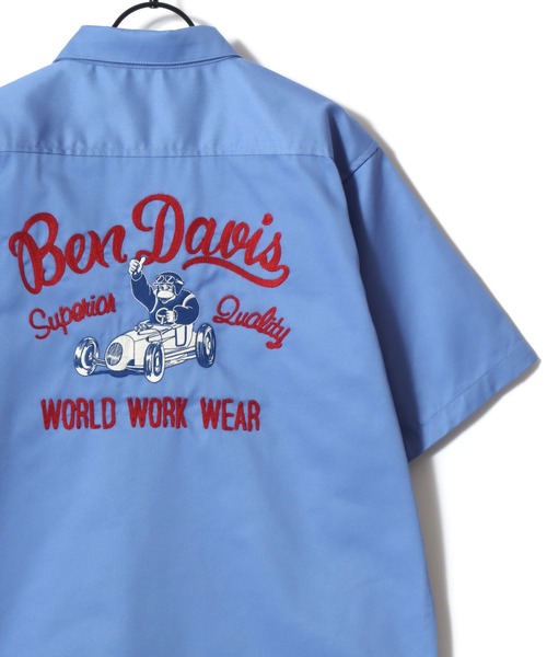 BEN DAVIS（ベンデイビス）の「BEN DAVIS/ベンデイビス RACER SS WORK SHIRT/オーバーサイズ TCツイル ワーク バックプリント刺繍 レギュラーカラー 半袖シャツ/レディース メンズ（シャツ/ブラウス・メンズ・サックスブルー/ダークグリーン/ブラック・XL/L/M）」の9枚目の写真