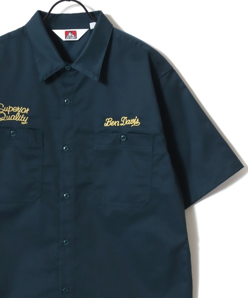 BEN DAVIS（ベンデイビス）の「BEN DAVIS/ベンデイビス RACER SS WORK SHIRT/オーバーサイズ TCツイル ワーク バックプリント刺繍 レギュラーカラー 半袖シャツ/レディース メンズ（シャツ/ブラウス・メンズ・サックスブルー/ダークグリーン/ブラック・XL/L/M）」の6枚目の写真