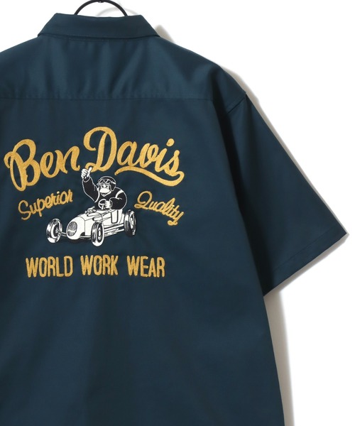 BEN DAVIS（ベンデイビス）の「BEN DAVIS/ベンデイビス RACER SS WORK SHIRT/オーバーサイズ TCツイル ワーク バックプリント刺繍 レギュラーカラー 半袖シャツ/レディース メンズ（シャツ/ブラウス・メンズ・サックスブルー/ダークグリーン/ブラック・XL/L/M）」の7枚目の写真