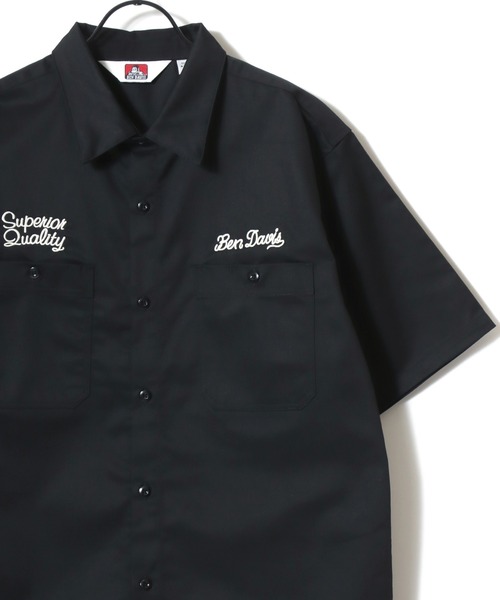 BEN DAVIS（ベンデイビス）の「BEN DAVIS/ベンデイビス RACER SS WORK SHIRT/オーバーサイズ TCツイル ワーク バックプリント刺繍 レギュラーカラー 半袖シャツ/レディース メンズ（シャツ/ブラウス・メンズ・サックスブルー/ダークグリーン/ブラック・XL/L/M）」の4枚目の写真