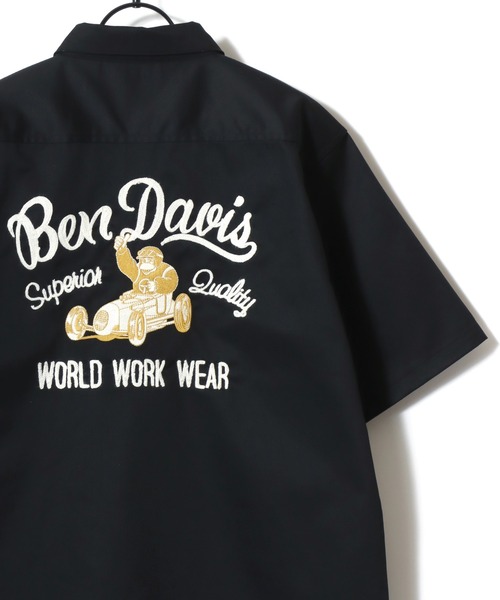 BEN DAVIS（ベンデイビス）の「BEN DAVIS/ベンデイビス RACER SS WORK SHIRT/オーバーサイズ TCツイル ワーク バックプリント刺繍 レギュラーカラー 半袖シャツ/レディース メンズ（シャツ/ブラウス・メンズ・サックスブルー/ダークグリーン/ブラック・XL/L/M）」の5枚目の写真