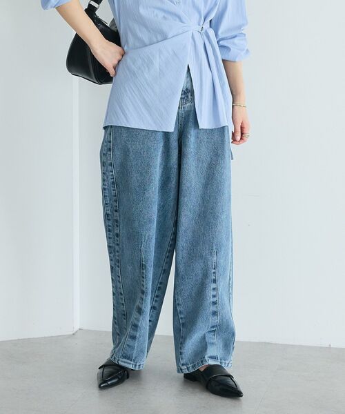 CRAFT STANDARD BOUTIQUE（クラフトスタンダードブティック）の「カーブデニムパンツ（デニムパンツ・レディース・ブラック/ライトグレー/インディゴブルー・M/L）」の4枚目の写真