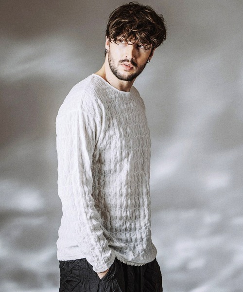 NO ID.(ノーアイディ)の「【NO ID.】Shrink BIG Pullover / シュリンクビッグプルオーバー(Tシャツ/カットソー・メンズ・ホワイト/ブラック・ONE SIZE)」の8枚目の写真