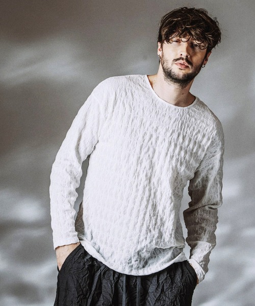 NO ID.(ノーアイディ)の「【NO ID.】Shrink BIG Pullover / シュリンクビッグプルオーバー(Tシャツ/カットソー・メンズ・ホワイト/ブラック・ONE SIZE)」の3枚目の写真