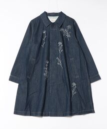 SUPER HAKKA（スーパーハッカ）の「ツイル／デニムスレッド　フローラルライン刺繍単色刺繍コート（トレンチコート）」