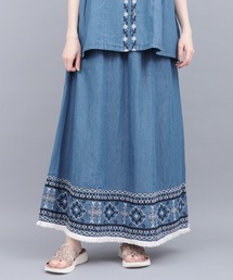 チチカカ | Shanti Shanti デニム刺繍スカート【WEB限定】(デニムスカート)