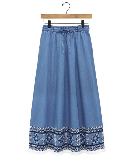 チチカカ(チチカカ)の「Shanti Shanti デニム刺繍スカート【WEB限定】(デニムスカート・レディース・ネイビー/ライトブルー・FREE)」の12枚目の写真