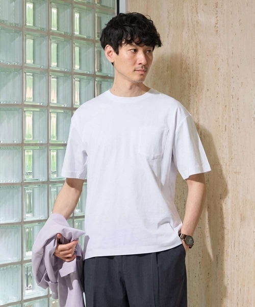 a.v.v(アーヴェヴェ)の「\累計28,000枚販売!/究極の無地T シルケットスムースシルエットカットソ ー【接触冷感 / UVカット/洗濯機で洗える/毛玉になりにくい】(Tシャツ/カットソー・メンズ・グリーン/ボルドー/ホワイト/ライトグレー/ミント/ブルー/ライトブラウン/チャコールグレー/ブラック/ピンク・44/48/50/46)」の2枚目の写真