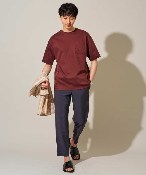 a.v.v(アーヴェヴェ)の「\累計28,000枚販売!/究極の無地T シルケットスムースシルエットカットソ ー【接触冷感 / UVカット/洗濯機で洗える/毛玉になりにくい】(Tシャツ/カットソー・メンズ・グリーン/ボルドー/ホワイト/ライトグレー/ミント/ブルー/ライトブラウン/チャコールグレー/ブラック/ピンク・44/48/50/46)」の11枚目の写真