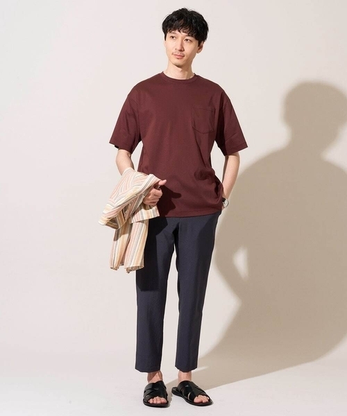 a.v.v(アーヴェヴェ)の「\累計28,000枚販売!/究極の無地T シルケットスムースシルエットカットソ ー【接触冷感 / UVカット/洗濯機で洗える/毛玉になりにくい】(Tシャツ/カットソー・メンズ・グリーン/ボルドー/ホワイト/ライトグレー/ミント/ブルー/ライトブラウン/チャコールグレー/ブラック/ピンク・44/48/50/46)」の12枚目の写真