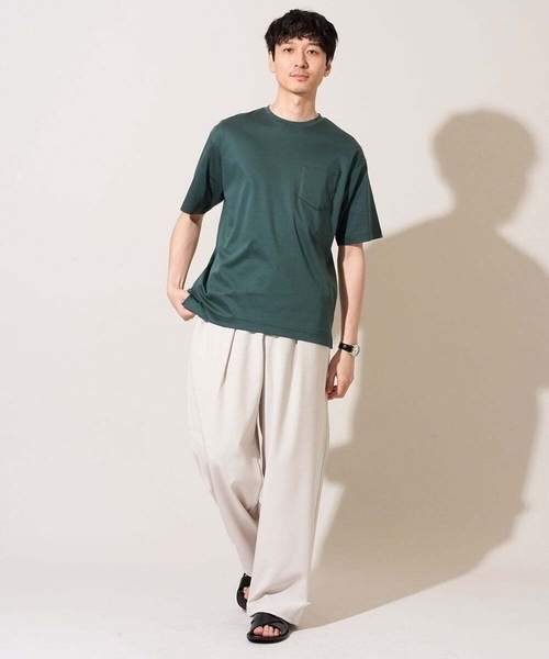 a.v.v(アーヴェヴェ)の「\累計28,000枚販売!/究極の無地T シルケットスムースシルエットカットソ ー【接触冷感 / UVカット/洗濯機で洗える/毛玉になりにくい】(Tシャツ/カットソー・メンズ・グリーン/ボルドー/ホワイト/ライトグレー/ミント/ブルー/ライトブラウン/チャコールグレー/ブラック/ピンク・44/48/50/46)」の17枚目の写真