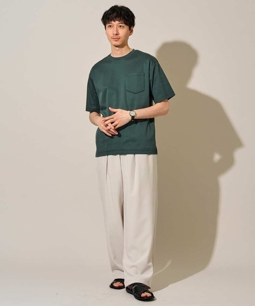 a.v.v(アーヴェヴェ)の「\累計28,000枚販売!/究極の無地T シルケットスムースシルエットカットソ ー【接触冷感 / UVカット/洗濯機で洗える/毛玉になりにくい】(Tシャツ/カットソー・メンズ・グリーン/ボルドー/ホワイト/ライトグレー/ミント/ブルー/ライトブラウン/チャコールグレー/ブラック/ピンク・44/48/50/46)」の18枚目の写真