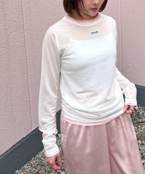 DONOBAN(ドノバン)の「レイヤードシアートップス(シャツ/ブラウス・レディース・ホワイト系その他/イエロー/ブラック/ライトブルー/ホワイト/ライトピンク・ONE SIZE)」の2枚目の写真
