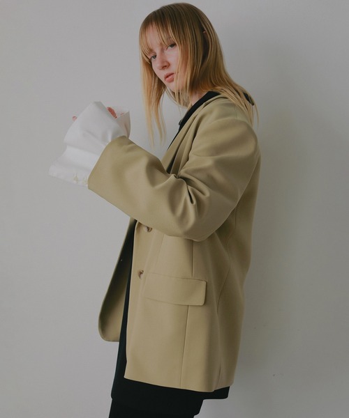 MANOF（マノフ）の「OVER SIZED LAYERED JACKET（テーラードジャケット・レディース・ベージュ/チャコールグレー/ブラック・M/S）」の3枚目の写真