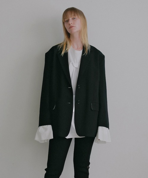 MANOF（マノフ）の「OVER SIZED LAYERED JACKET（テーラードジャケット・レディース・ベージュ/チャコールグレー/ブラック・M/S）」の18枚目の写真