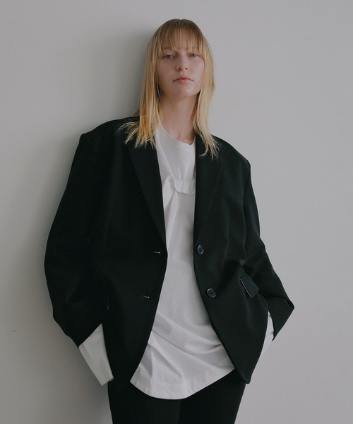 MANOF（マノフ）の「OVER SIZED LAYERED JACKET（テーラードジャケット・レディース・ベージュ/チャコールグレー/ブラック・M/S）」の19枚目の写真