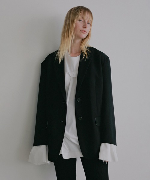 MANOF（マノフ）の「OVER SIZED LAYERED JACKET（テーラードジャケット・レディース・ベージュ/チャコールグレー/ブラック・M/S）」の20枚目の写真