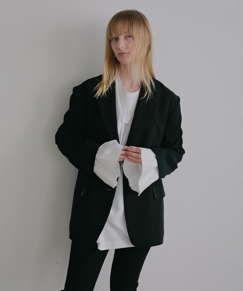 MANOF（マノフ）の「OVER SIZED LAYERED JACKET（テーラードジャケット・レディース・ベージュ/チャコールグレー/ブラック・M/S）」の21枚目の写真