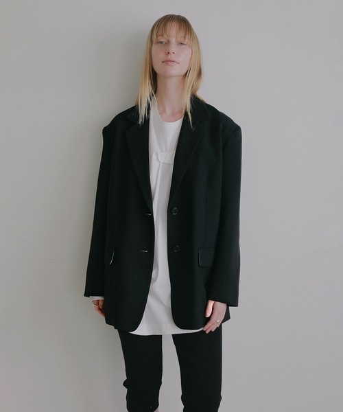 MANOF（マノフ）の「OVER SIZED LAYERED JACKET（テーラードジャケット・レディース・ベージュ/チャコールグレー/ブラック・M/S）」の16枚目の写真