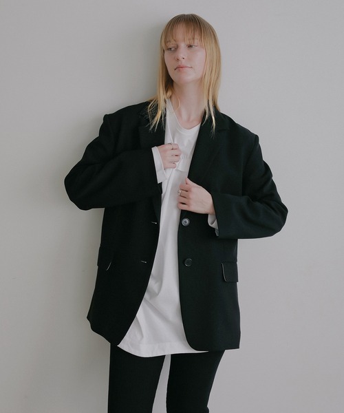 MANOF（マノフ）の「OVER SIZED LAYERED JACKET（テーラードジャケット・レディース・ベージュ/チャコールグレー/ブラック・M/S）」の17枚目の写真