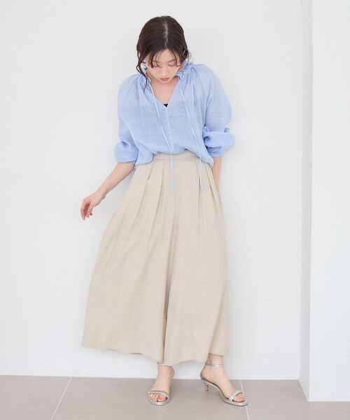 le.coeur blanc(ルクールブラン)の「ラミーカルゼフリルネックブラウス(シャツ/ブラウス・レディース・オレンジ/ダークブラウン/ライトブルー・38)」の4枚目の写真