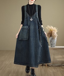 ビックシルエットVネックポケット付きジャンパースカート