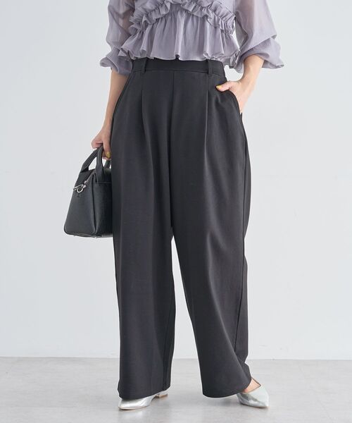 Green　Parks（グリーンパークス）の「タックワイドスウェットパンツ（スウェットパンツ・レディース・ライトグレー/杢グレー/ブラック・FREE）」の2枚目の写真