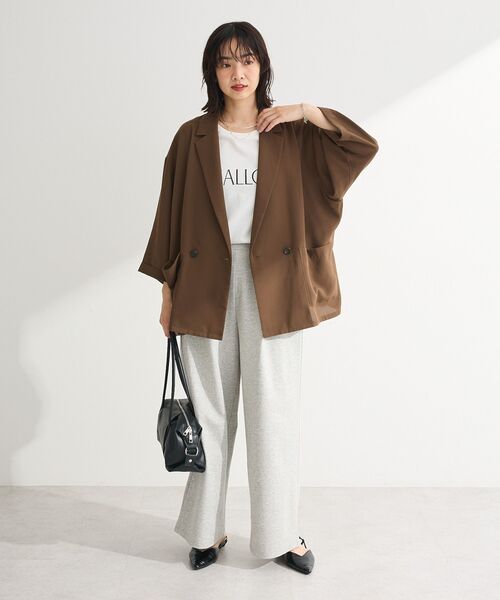 Green　Parks（グリーンパークス）の「タックワイドスウェットパンツ（スウェットパンツ・レディース・ライトグレー/杢グレー/ブラック・FREE）」の6枚目の写真