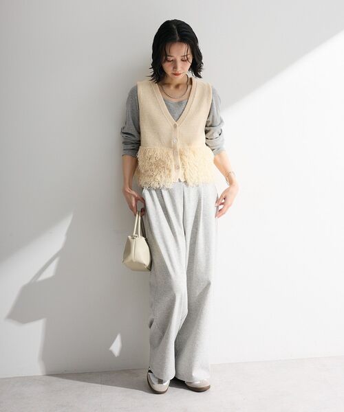 Green　Parks（グリーンパークス）の「タックワイドスウェットパンツ（スウェットパンツ・レディース・ライトグレー/杢グレー/ブラック・FREE）」の8枚目の写真