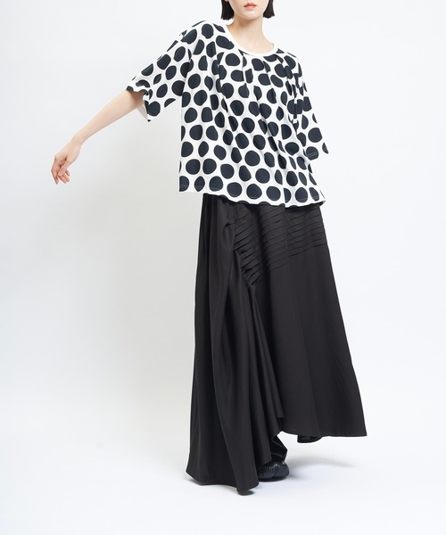 gomme(ゴム)の「ドットP天竺 ドットタックT(Tシャツ/カットソー・レディース・ホワイト×ブラック/チャコールグレー×ブラック/グレー×ピンク・MEDIUM)」の6枚目の写真