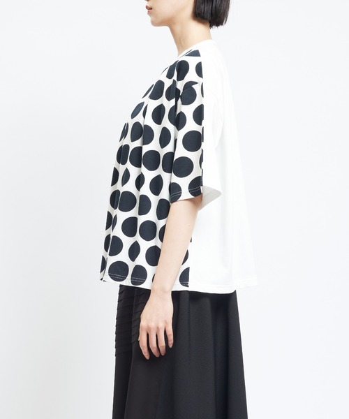 gomme(ゴム)の「ドットP天竺 ドットタックT(Tシャツ/カットソー・レディース・ホワイト×ブラック/チャコールグレー×ブラック/グレー×ピンク・MEDIUM)」の14枚目の写真