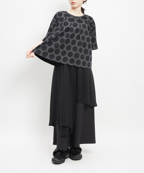 gomme(ゴム)の「ドットP天竺 ドットタックT(Tシャツ/カットソー・レディース・ホワイト×ブラック/チャコールグレー×ブラック/グレー×ピンク・MEDIUM)」の11枚目の写真