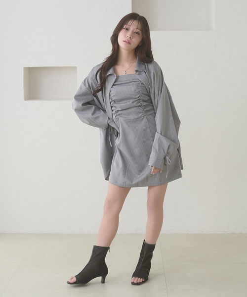 Ambre Neige(アンブルネージュ)の「assortment shirt & camisole dress set / アソートシャツ&キャミワンピースセット(ワンピース・レディース・グレー/ベージュ/ネイビー・FREE)」の11枚目の写真