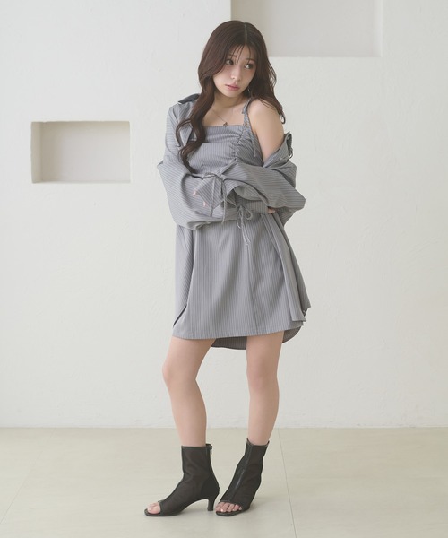 Ambre Neige(アンブルネージュ)の「assortment shirt & camisole dress set / アソートシャツ&キャミワンピースセット(ワンピース・レディース・グレー/ベージュ/ネイビー・FREE)」の12枚目の写真
