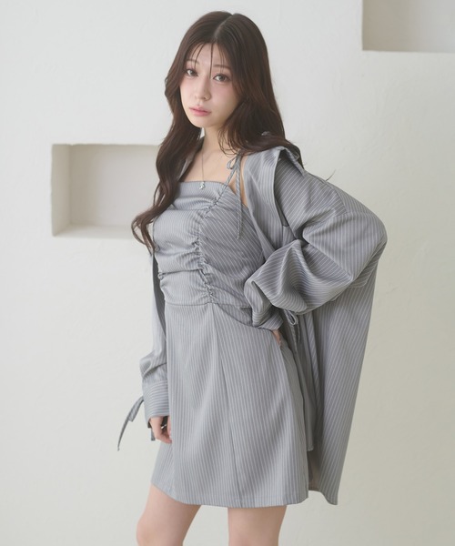 Ambre Neige(アンブルネージュ)の「assortment shirt & camisole dress set / アソートシャツ&キャミワンピースセット(ワンピース・レディース・グレー/ベージュ/ネイビー・FREE)」の5枚目の写真