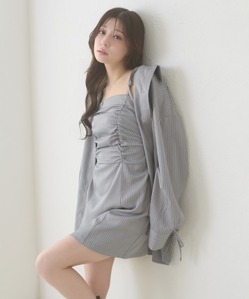 Ambre Neige(アンブルネージュ)の「assortment shirt & camisole dress set / アソートシャツ&キャミワンピースセット(ワンピース・レディース・グレー/ベージュ/ネイビー・FREE)」の7枚目の写真