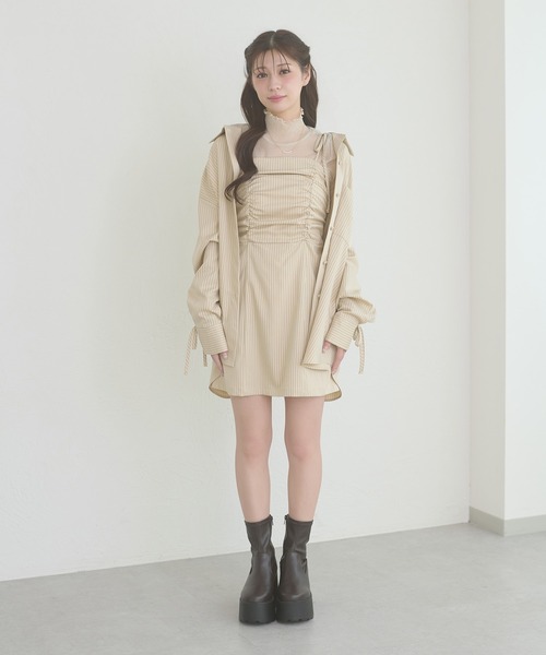 Ambre Neige(アンブルネージュ)の「assortment shirt & camisole dress set / アソートシャツ&キャミワンピースセット(ワンピース・レディース・グレー/ベージュ/ネイビー・FREE)」の18枚目の写真