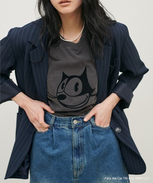 LARUTA(ラルータ)の「【LARUTA】Felix the cat /フロッキーTee(Tシャツ/カットソー・レディース・チャコールグレー・FREE)」の1枚目の写真