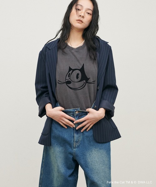 LARUTA(ラルータ)の「【LARUTA】Felix the cat /フロッキーTee(Tシャツ/カットソー・レディース・チャコールグレー・FREE)」の7枚目の写真