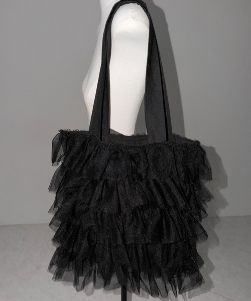 me+em select（ミームセレクト）の「【 3color ／ A4収納可 】チュールフリルスクエアトートバッグ ／ tulle frill square tote bag（トートバッグ・レディース・ブラック/アイボリー/ピンク・FREE）」の10枚目の写真