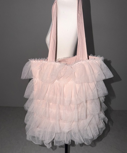 me+em select（ミームセレクト）の「【 3color ／ A4収納可 】チュールフリルスクエアトートバッグ ／ tulle frill square tote bag（トートバッグ・レディース・ブラック/アイボリー/ピンク・FREE）」の17枚目の写真
