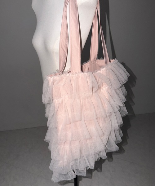 me+em select（ミームセレクト）の「【 3color ／ A4収納可 】チュールフリルスクエアトートバッグ ／ tulle frill square tote bag（トートバッグ・レディース・ブラック/アイボリー/ピンク・FREE）」の18枚目の写真