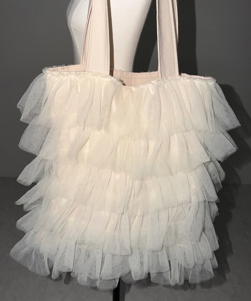 me+em select（ミームセレクト）の「【 3color ／ A4収納可 】チュールフリルスクエアトートバッグ ／ tulle frill square tote bag（トートバッグ・レディース・ブラック/アイボリー/ピンク・FREE）」の20枚目の写真
