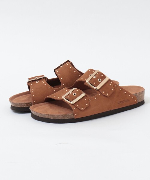 GENUINS（ジェニュインズ）の「【GENUINS/ジェニンズ】　スエードスタッズベルトサンダル（サンダル・レディース・キャメル/ベージュ・36/38/37）」の2枚目の写真