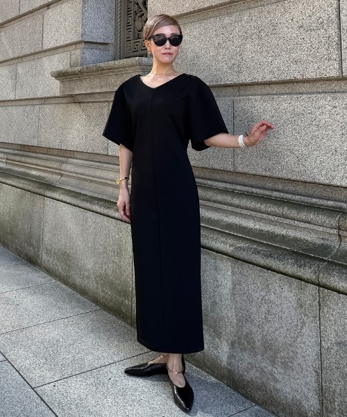 JENNE（ジェンヌ）の「カットソーワイドスリーブワンピース（日本製生地）（ワンピース・レディース・ホワイト/ブラック・SMALL/LARGE/MEDIUM）」の15枚目の写真